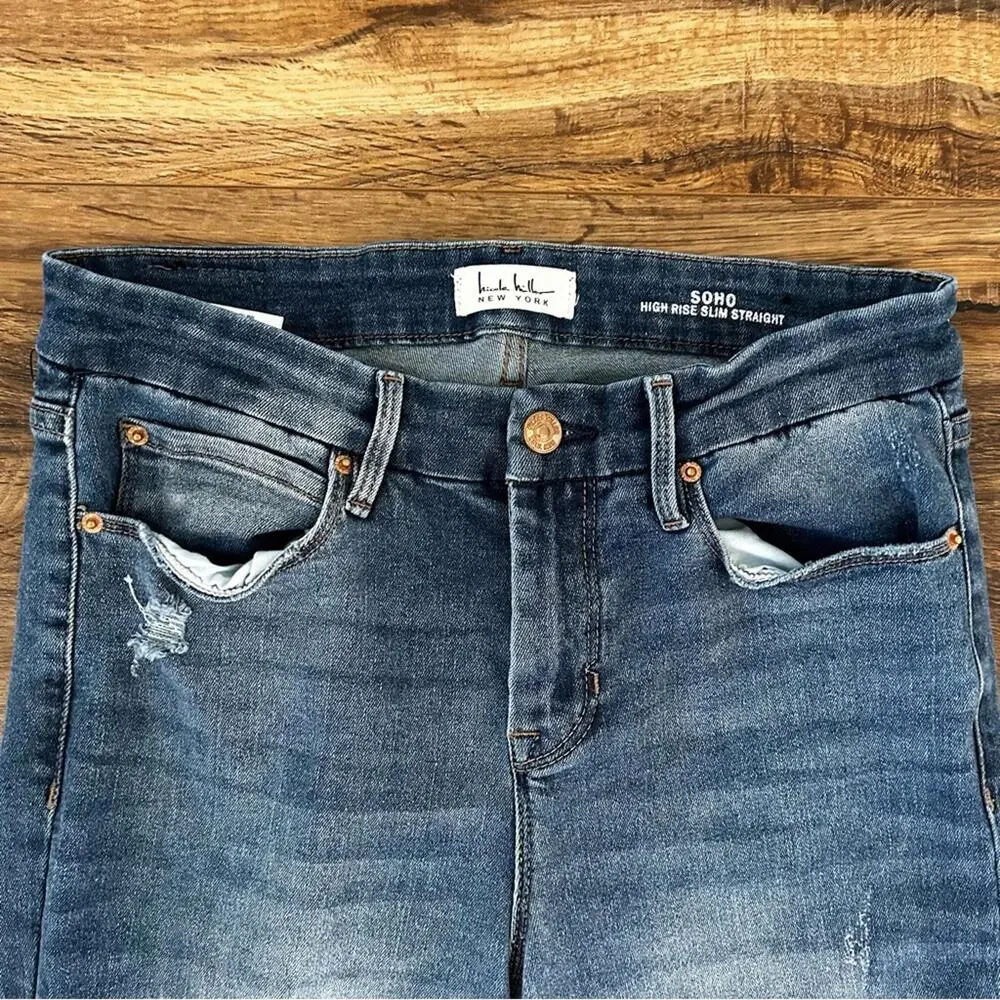 NICOLE MILLER High Rise Soho Slim Straight Cut off Jeans Washed Blue Sz 4 EUC - Picture 4 of 14